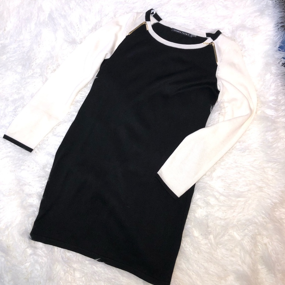Ivanka Trump black and white sweater dress